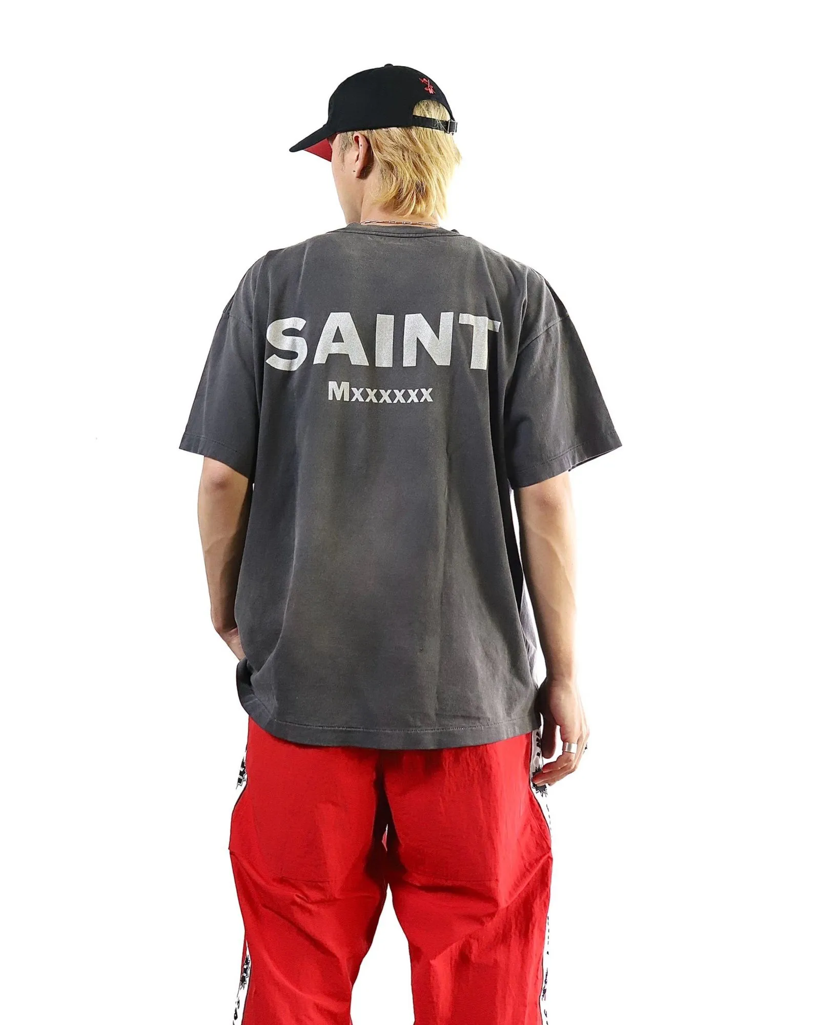 SAINT Mxxxxxx × EVANGELION NEON GNSIS TEE/BLK co-branded Neon Genesis Evangelion distressed short-sleeves, washed black S-XL, vintage NEW VINTAGE, top printing technology, garment dyeing, re-washed, distressed, correct co-branded main mark/washing mark